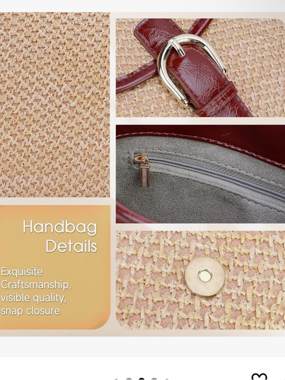 Woven Straw tote crossbody shoulder bag - Picture 7 of 9